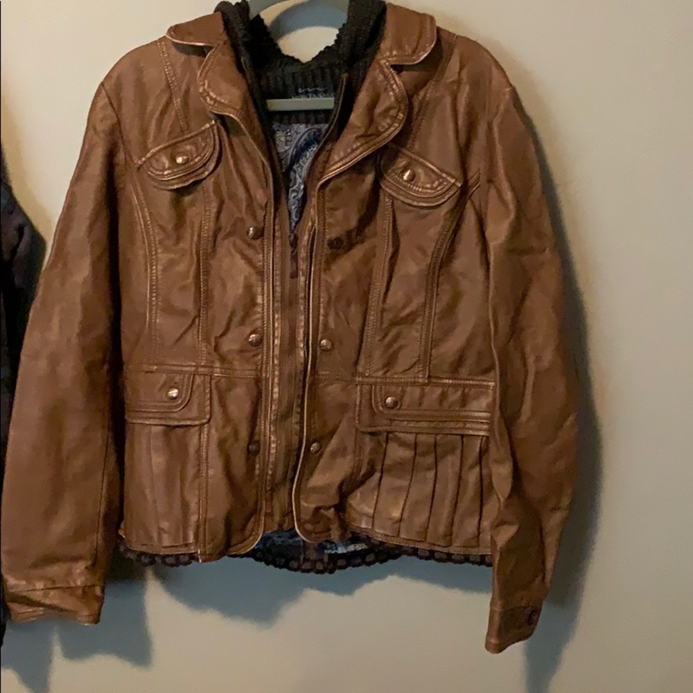 Montana Co vegan leather jacket with hood